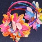 Satin Headband w/ Multi Color Flower Bow
