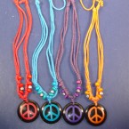 Triple Cord Necklace w/ Peace Sign Pendant