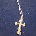 24" Silver Chain Necklace w/ Crystal Stone Cross