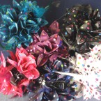 4" DBL Silk Flower Poka Dot Jaw Clip Bow